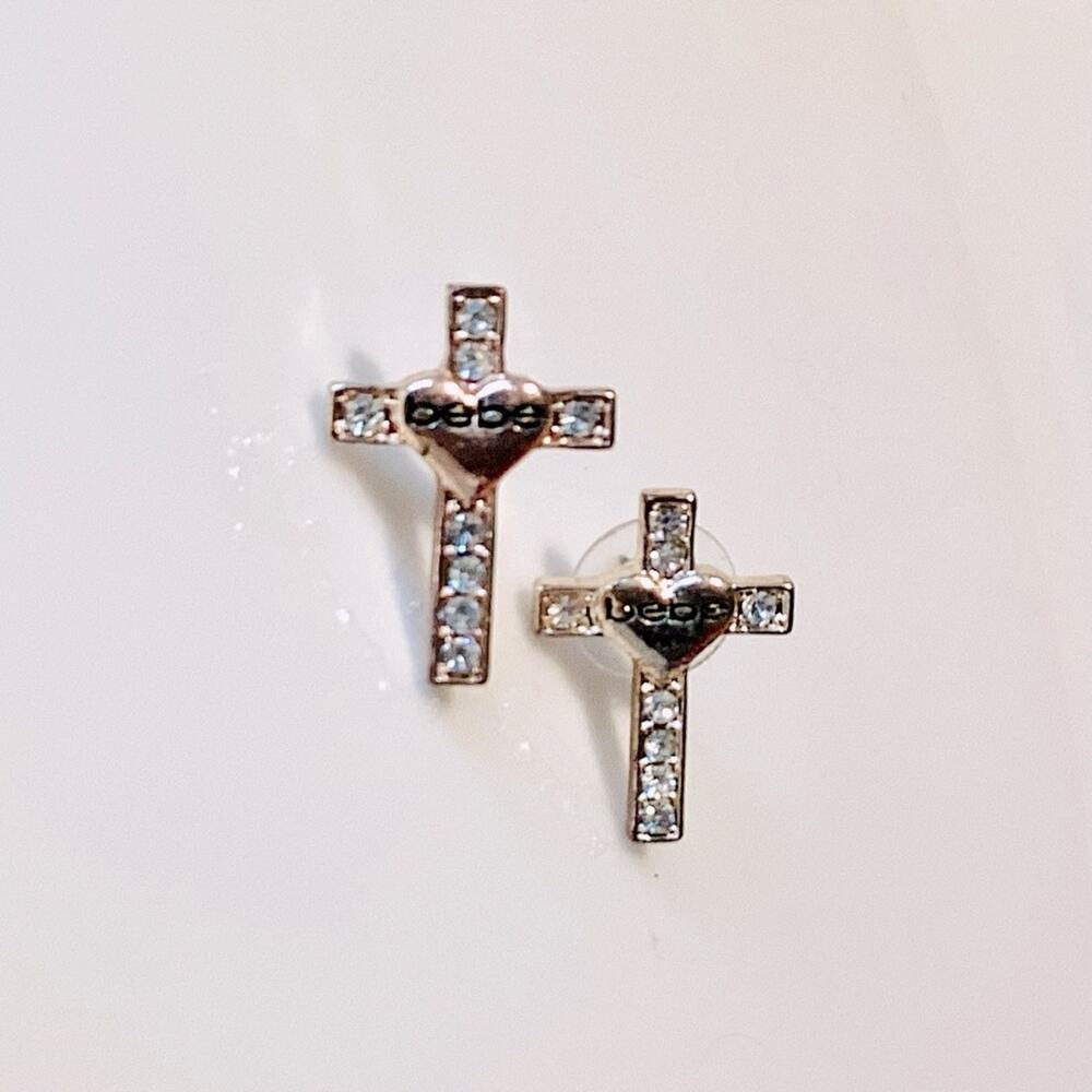 Bebe Cross Stud Earrings